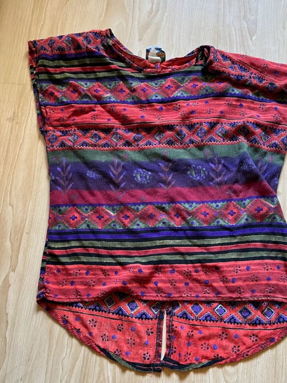Boho indie hippie Hawaii Vintage Top Small Aztec